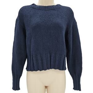 J. Crew Womans size XS Relaxed Long Sleeve Crewneck Beach Sweater Blue BX497 NEW